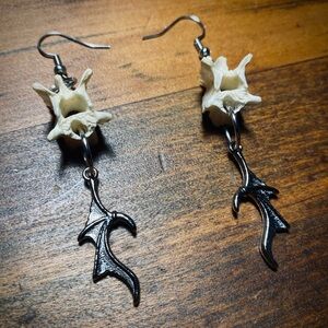 Real Possum Vertebrae Bone Batwing Earrings